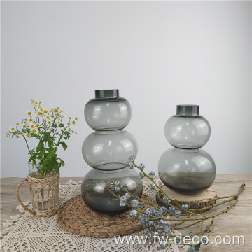 Grey tripled bubble glass vase Bubble Broste